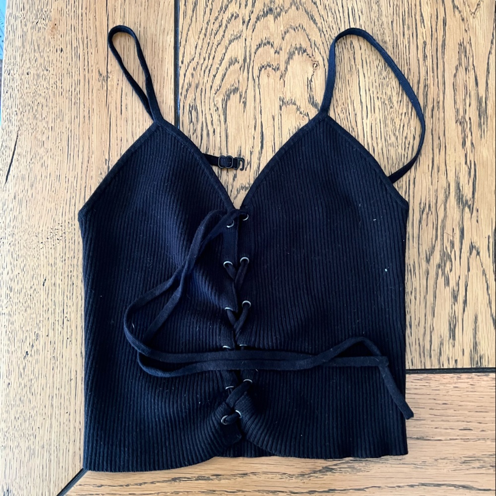 Black Ribbed Tank Top